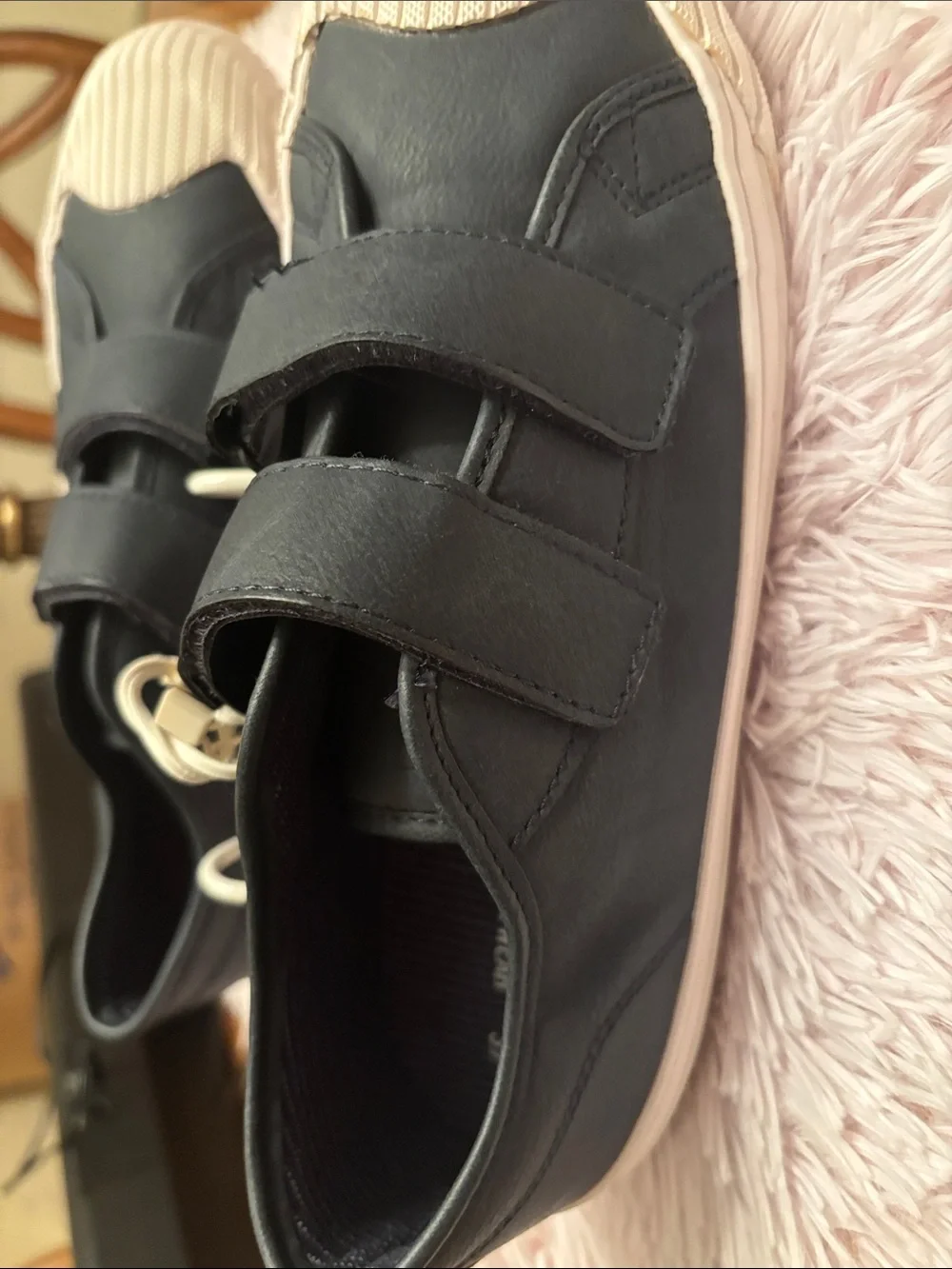 Zara Navy Blue Sneakers with Cream Ribbed Toe